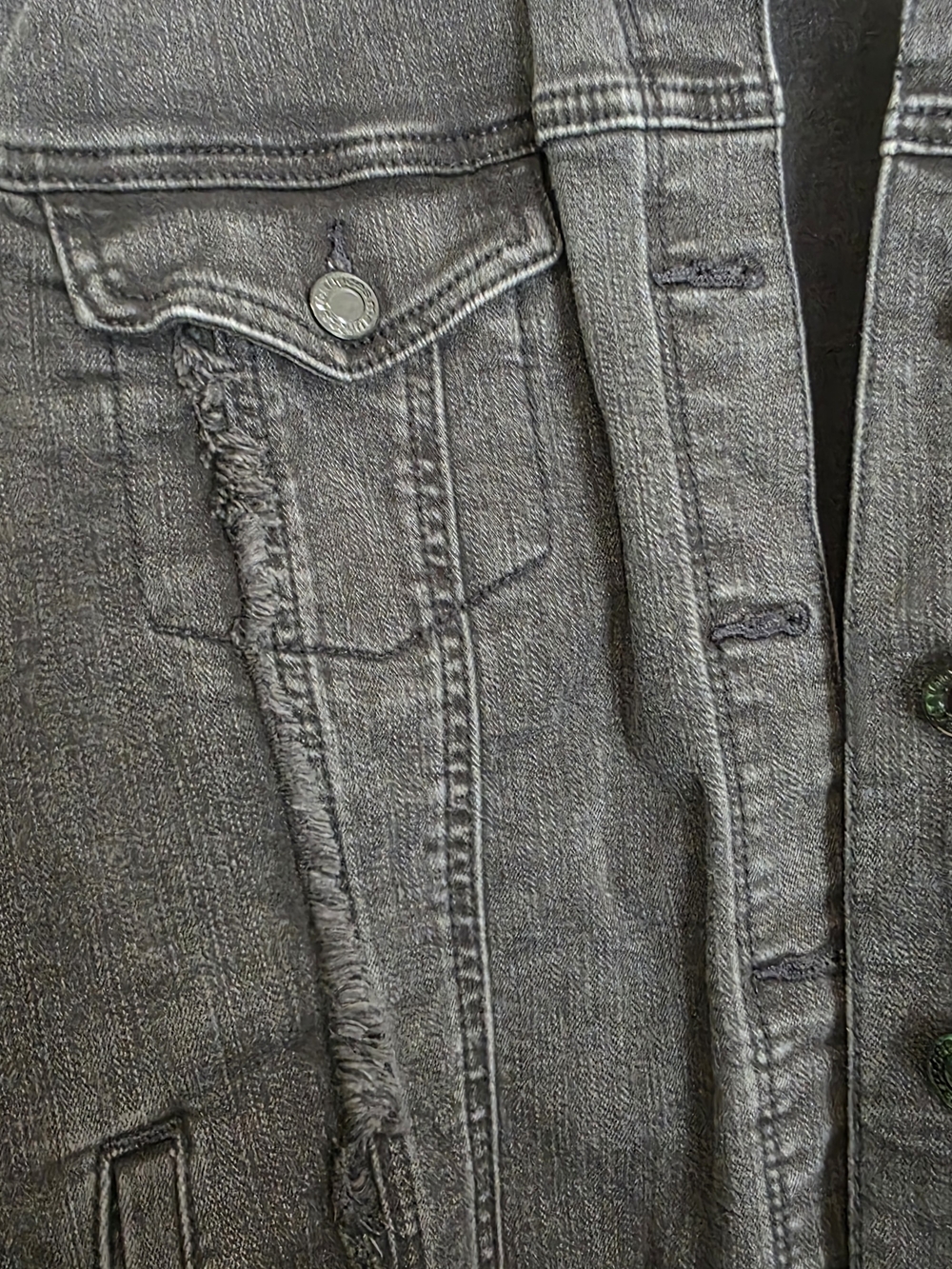 Maurices Black Distressed Denim Jacket Classic Fringe Button Pockets Layer XL - Picture 5 of 9